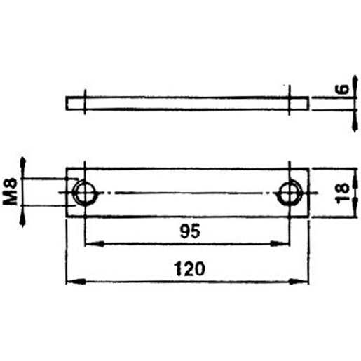 PIASTRINA TIR PESANTE INTERASSE 95 MM Disegno tecnico di PIASTRINA TIR PESANTE INTERASSE 95 MM 100